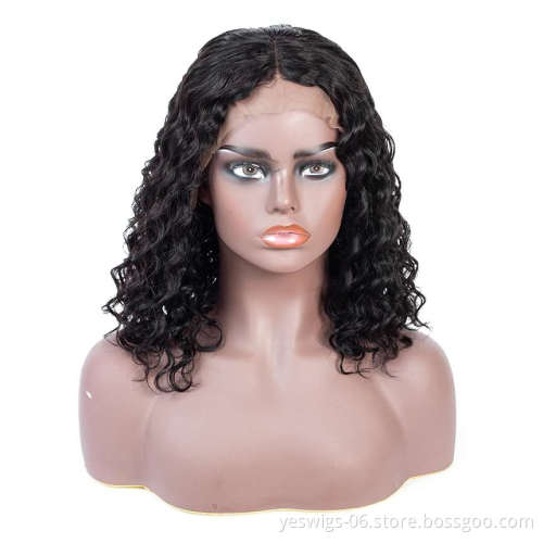 Afro Deep Curly 13*4 Lace Front Bob Wigs, Indian Human Hair Deep Wave Lace Front Short Blunt Cut Wig Cabelo Humano